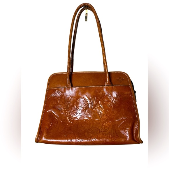 Patricia Nash Handbags - Patricia Nash Paris Large Satchel Genuine Leather Tooled Brown Shoulder Purse